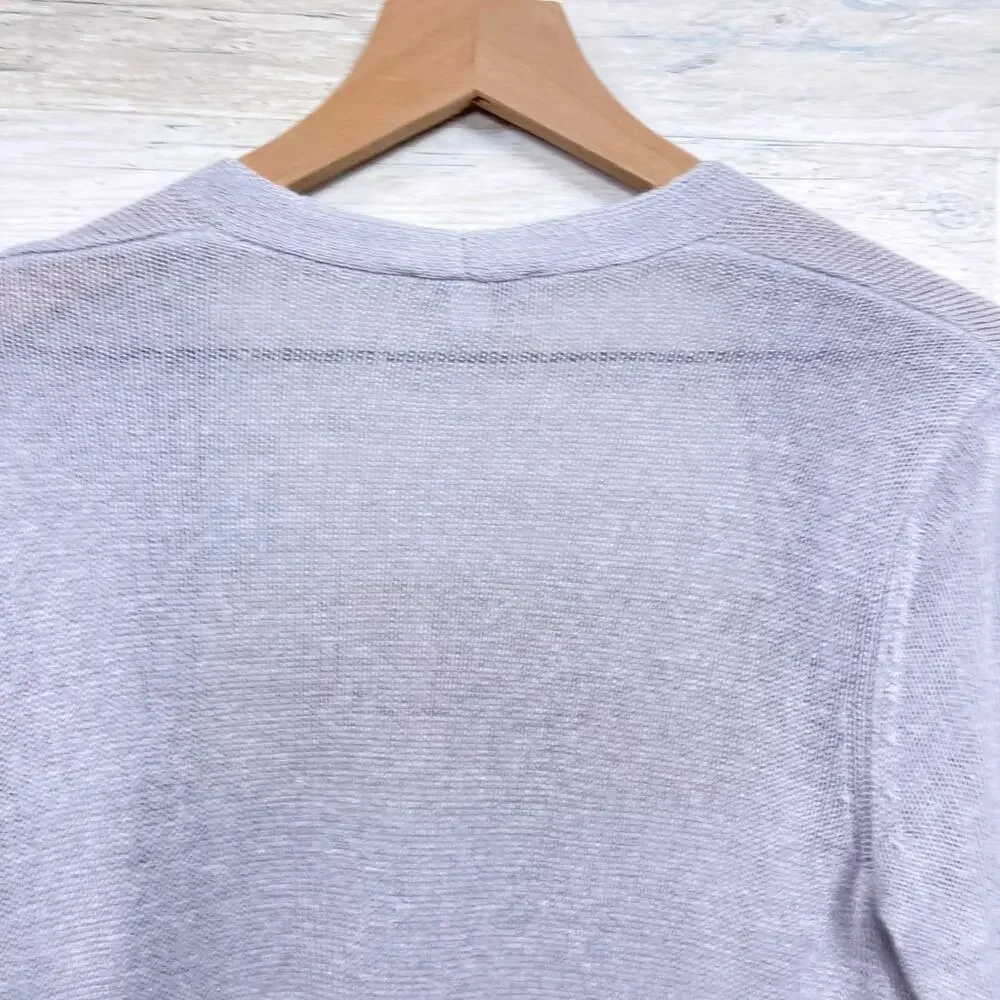 J Jill Linen Open Front Longline Cardigan Gray Pockets Lightweight Womens Small - Picture 5 of 7